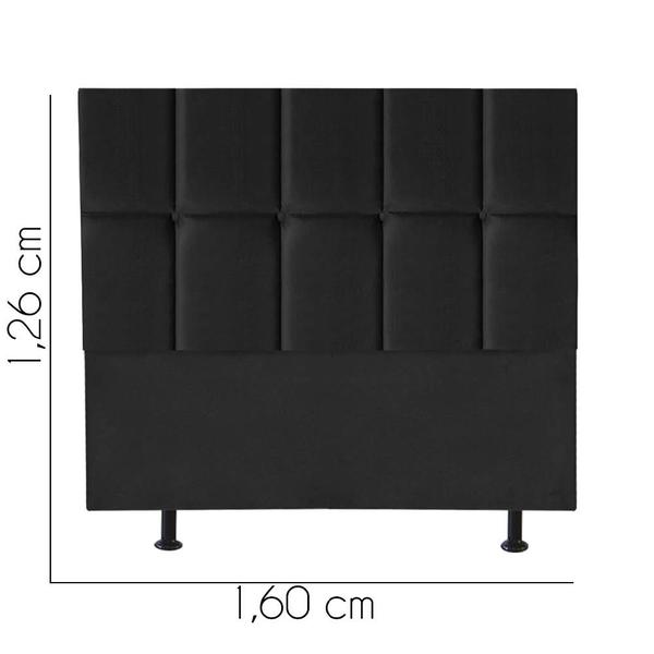 Imagem de Cabeceira Estofada Poliana 160cm Cama Box Queen Suede Preto 