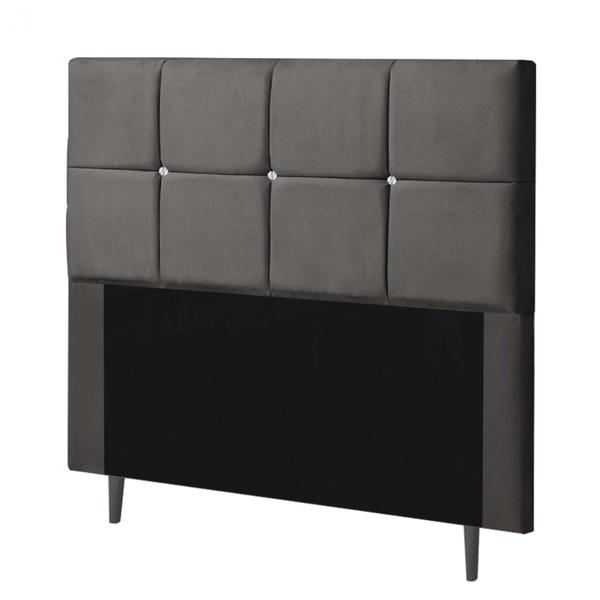 Imagem de Cabeceira Estofada Poliana 195CM King Strass Suede Cinza - D A DECOR