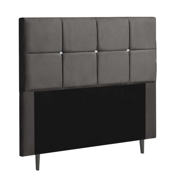 Imagem de Cabeceira Estofada Poliana 195CM King Strass Suede Cinza - D A DECOR