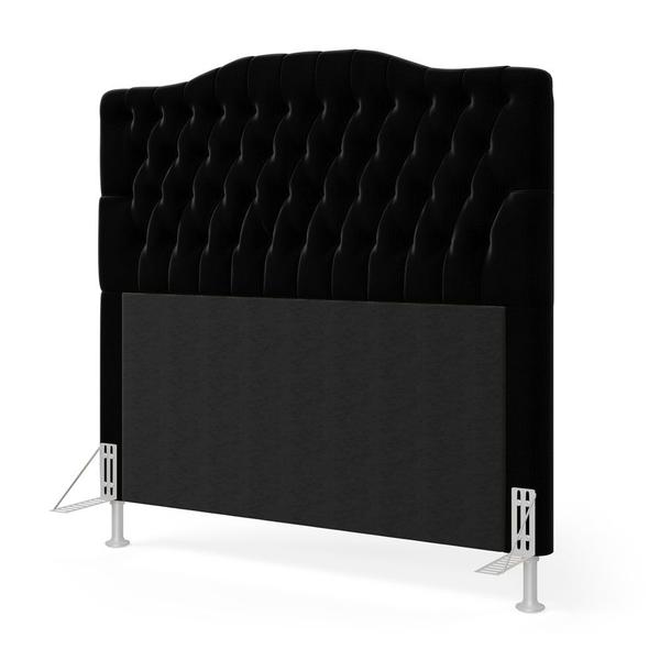 Imagem de Cabeceira Estofada Pollux 160 para Cama Queen Sued Preto Aradecor