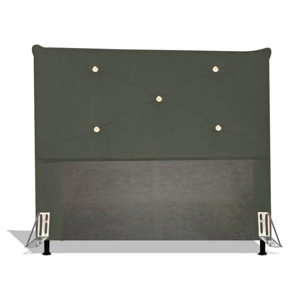 Imagem de Cabeceira Estofada Portugal 195 cm Para Cama Box Quarto King Size MV Estofados Suede Cinza