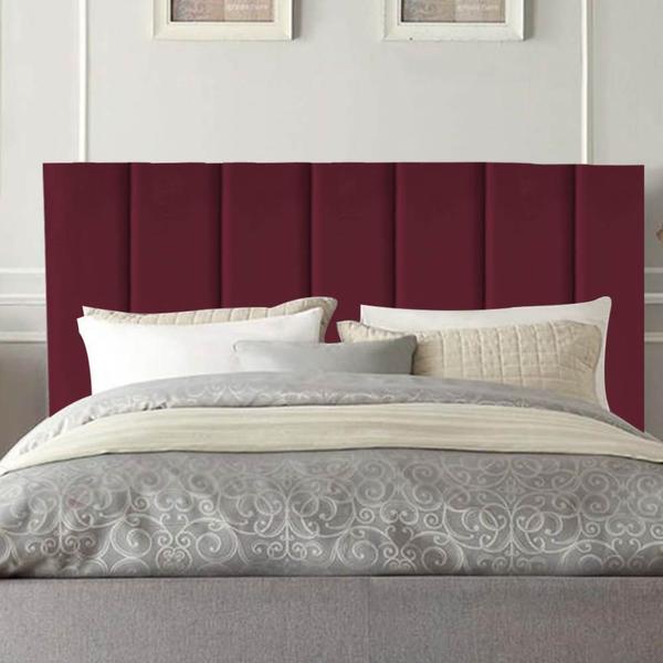 Imagem de Cabeceira Estofada Queen 160CM Cora Suede Bordo - D A DECOR