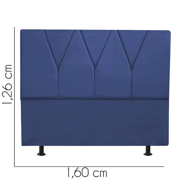 Imagem de Cabeceira Estofada Queen 160CM Jade Suede Azul Marinho - D A DECOR