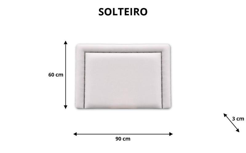 Imagem de Cabeceira Estofada Reta Luxo com Tachas - Solteiro Sintético Branco