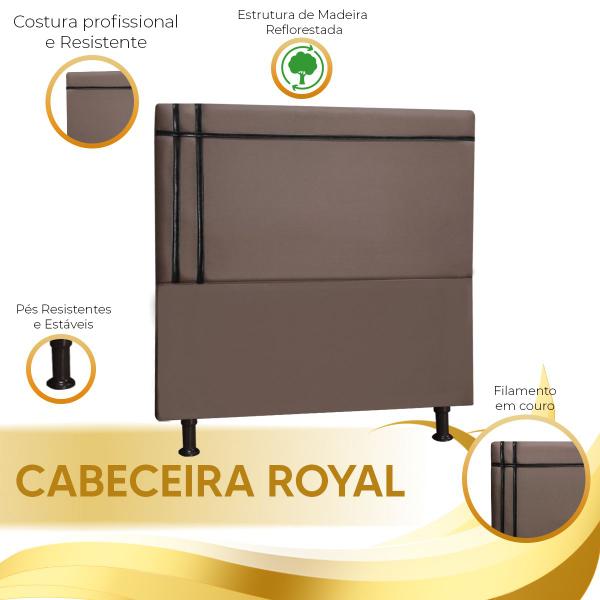 Imagem de Cabeceira Estofada Royal 0,90  Sued Café  com Fita Preta