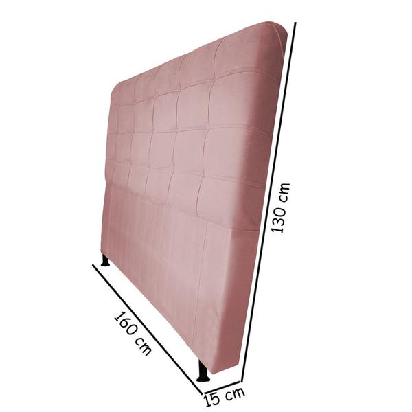 Imagem de Cabeceira Estofada Rubi 160 cm Para Cama Box Quarto Queen Size MV Estofados Suede Rose