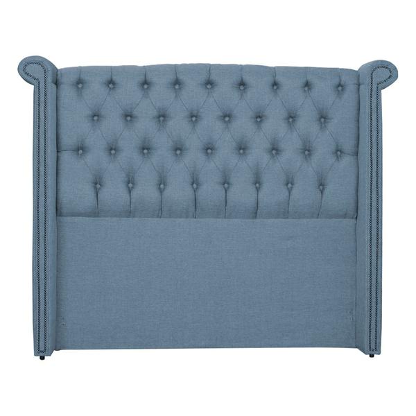 Imagem de Cabeceira Estofada Sienna Para Cama Box Casal 140 Cm Linho Azul - DL DECOR