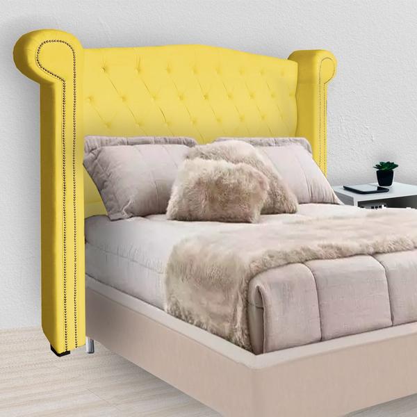 Imagem de Cabeceira Estofada Sienna Para Cama Box King 195 Cm Corano Amarelo - DL DECOR