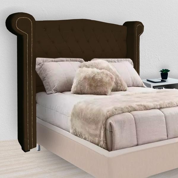 Imagem de Cabeceira Estofada Sienna Para Cama Box Solteiro 90 Cm Corano Marrom - DL DECOR