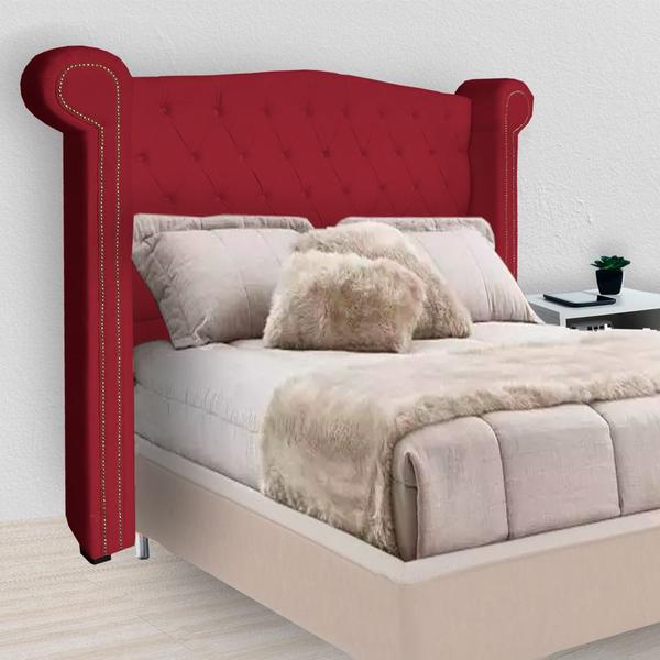 Imagem de Cabeceira Estofada Sienna Para Cama Box Solteiro 90 Cm Corano Vermelho - LM DECOR