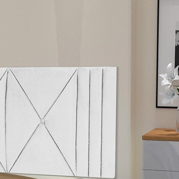 Imagem de Cabeceira Estofada Solteiro 0,90cm Branco material sintético Tóquio Quarto Decoração Lisa