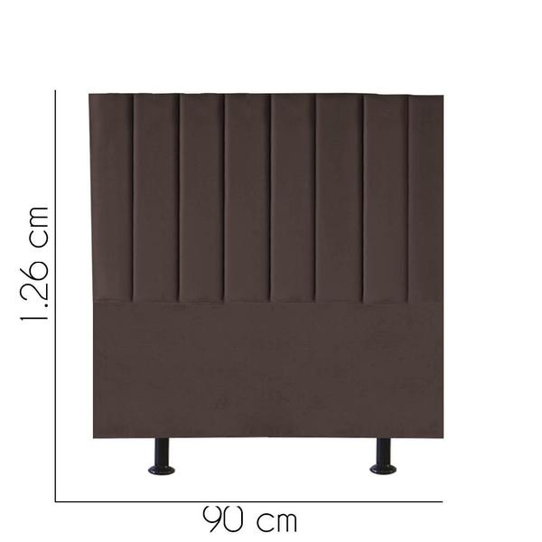 Imagem de Cabeceira Estofada Solteiro 90CM Cora material sintético Marrom - D A DECOR