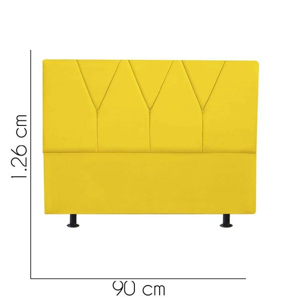 Imagem de Cabeceira Estofada Solteiro 90CM Jade Suede Amarelo - D A DECOR