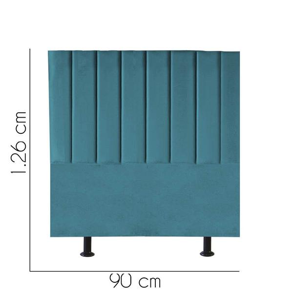 Imagem de Cabeceira Estofada Solteiro 90CM Karla Suede Azul Turquesa - D A DECOR