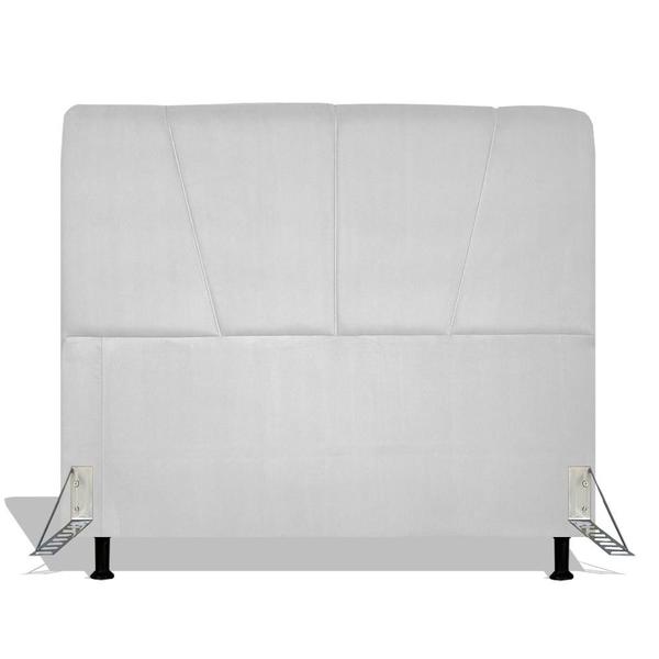 Imagem de Cabeceira Estofada Topázio 140 cm Para Cama Box Quarto Casal Luxo Sintético Branco