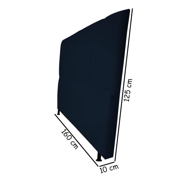 Imagem de Cabeceira Estofada Topázio 160 cm Para Cama Box Quarto Queen Size Luxo Suede Azul Marinho