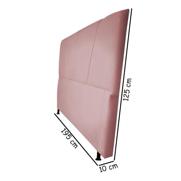 Imagem de Cabeceira Estofada Topázio 195 cm Para Cama Box Quarto King Size Luxo Suede Rose