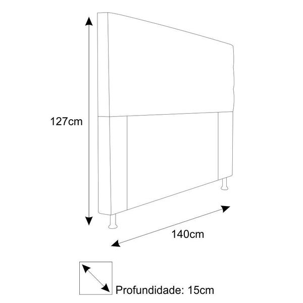 Imagem de Cabeceira Estofada Turim 140 cm Casal  Suede Azul Marinho - ADJ Decor