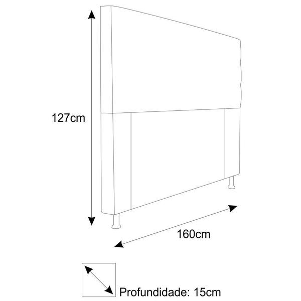 Imagem de Cabeceira Estofada Turim 160cm para Cama Queen Size Cama Box material sintético Bege - Damaffê Móveis