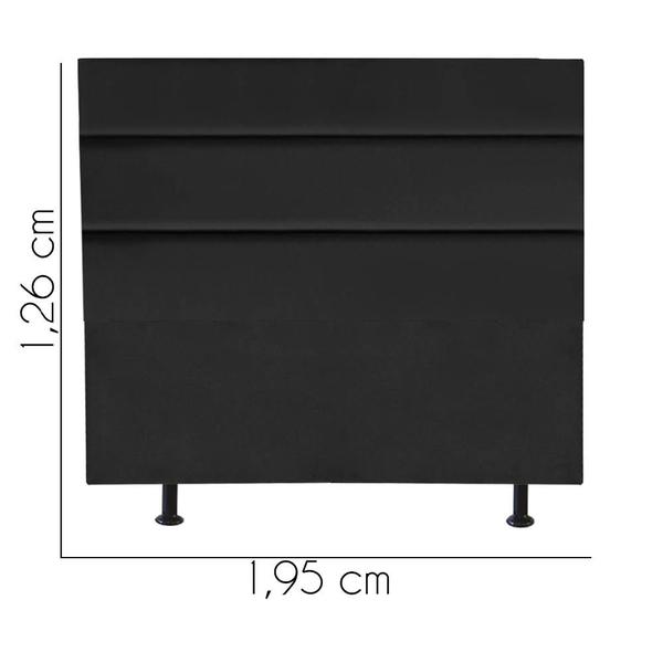 Imagem de Cabeceira Estofada Turim 195 cm King Size Quarto para Cama Box material sintético Preto - KDAcanto Móveis