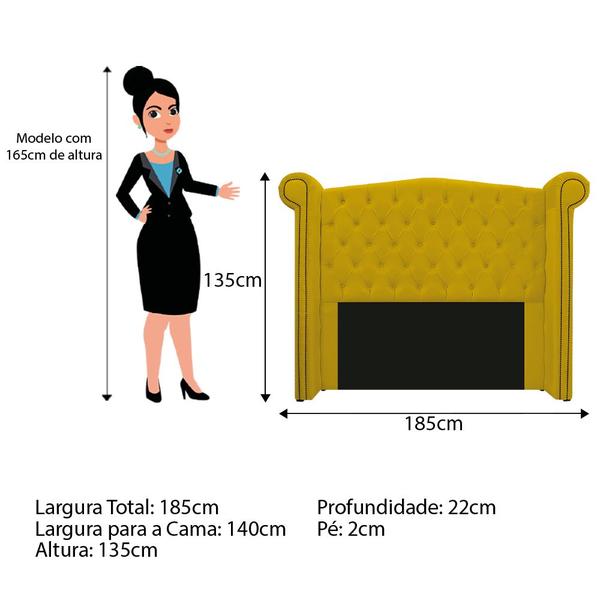 Imagem de Cabeceira Estofada Veneza 140 cm Casal Suede Amarelo - ADJ Decor