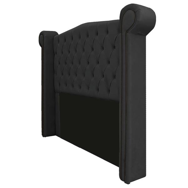 Imagem de Cabeceira Estofada Veneza 140 cm Casal Suede Preto - Amarena Móveis