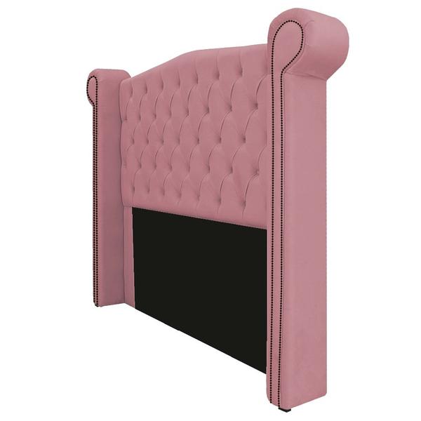 Imagem de Cabeceira Estofada Veneza 140 cm Casal Suede Rosa Bebê - Amarena Moveis