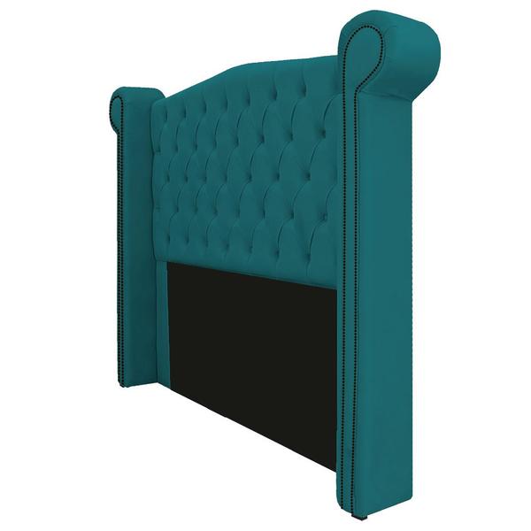 Imagem de Cabeceira Estofada Veneza 195 cm King Size Suede Azul Turquesa - Amarena Móveis