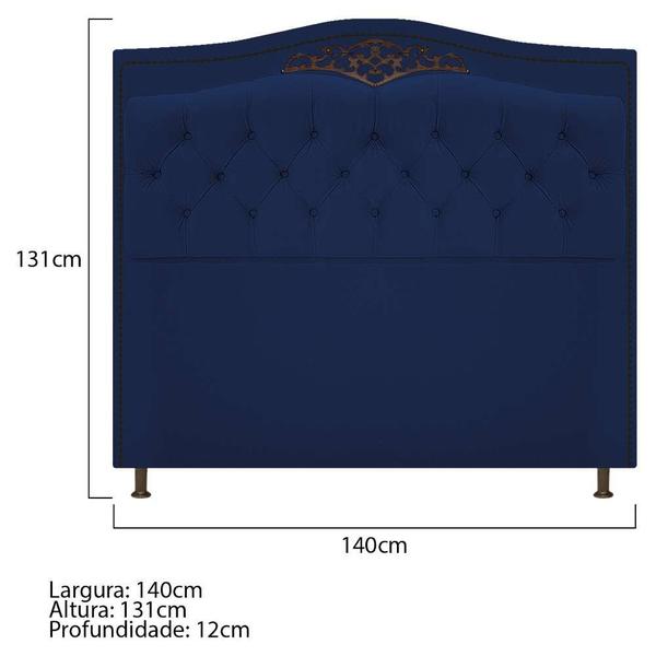 Imagem de Cabeceira Estofada Yasmim 140 cm Casal Suede Azul Marinho - ADJ Decor