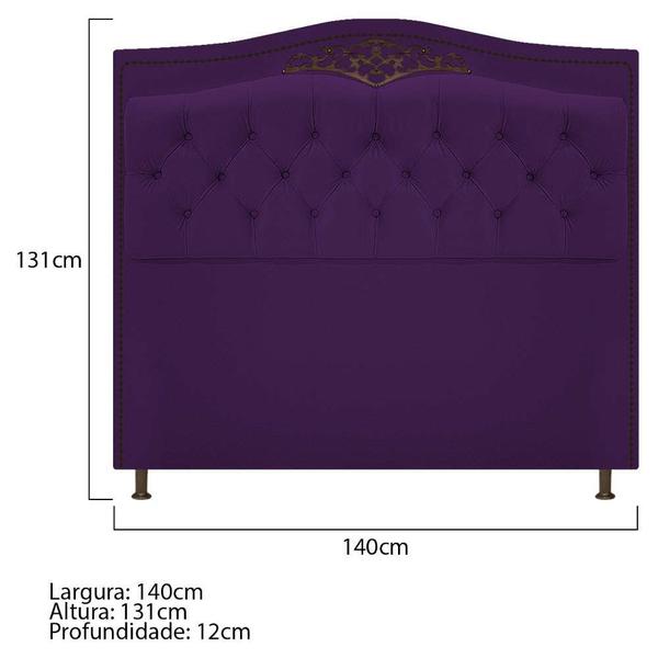 Imagem de Cabeceira Estofada Yasmim 140 cm Casal Suede Roxo - ADJ Decor