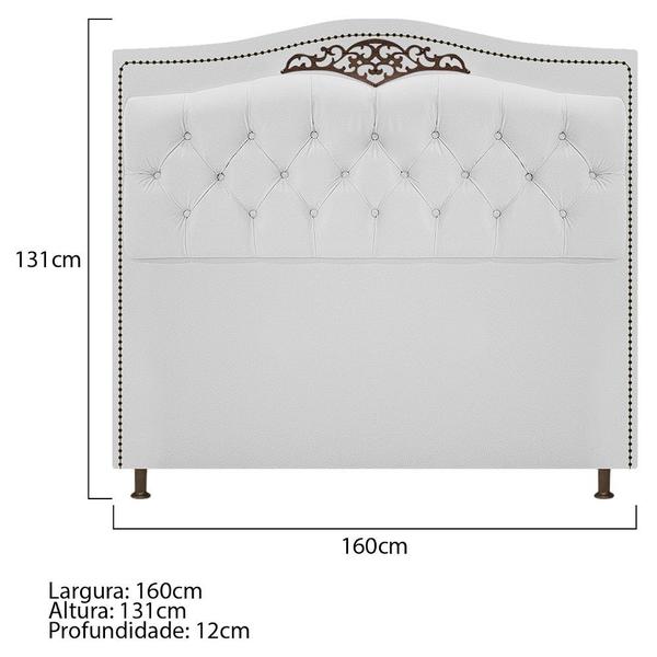 Imagem de Cabeceira Estofada Yasmim 160 cm Queen Size Corano Branco - ADJ Decor