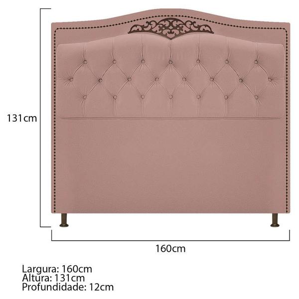 Imagem de Cabeceira Estofada Yasmim 160 cm Queen Size Suede Rosê - Amarena Móveis