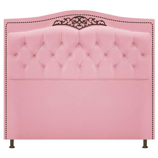 Imagem de Cabeceira Estofada Yasmim 195 cm King Size Suede Rosa Bebê - ADJ Decor