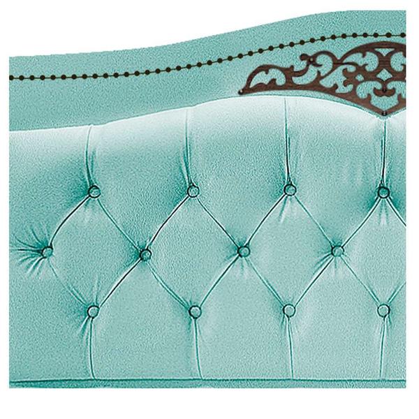 Imagem de Cabeceira Estofada Yasmim 90 cm Solteiro Suede Azul Tiffany - Doce Sonho Móveis