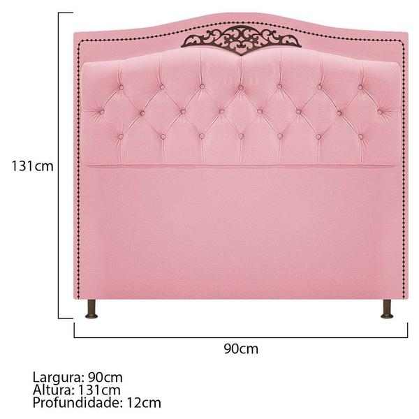 Imagem de Cabeceira Estofada Yasmim 90 cm Solteiro Suede Rosa Bebê - Amarena Móveis