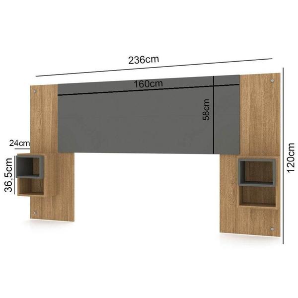 Imagem de Cabeceira Extensível Solteiro Casal Com 2 Mesas Lateral Japão V02 Nature/Alasca - Mpozenato