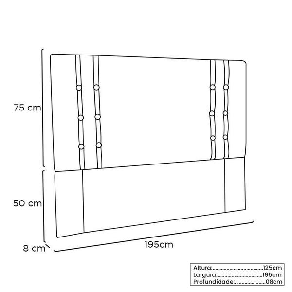 Imagem de Cabeceira Genova Corano Branco King 195cm - Spezzia