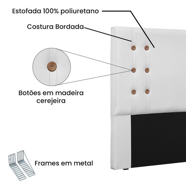 Imagem de Cabeceira Gênova Para Cama Box Queen 160 cm material sintético Branco - D'Rossi