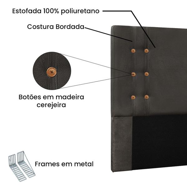 Imagem de Cabeceira Gênova Para Cama Box Queen 160 cm Suede Cinza - D'Rossi