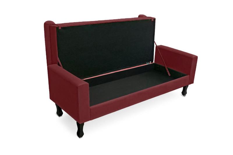 Imagem de Cabeceira Geovana + Calçadeira Fênix Para Quarto Queen 160cm Suede Vermelho Bordo - LM DECOR