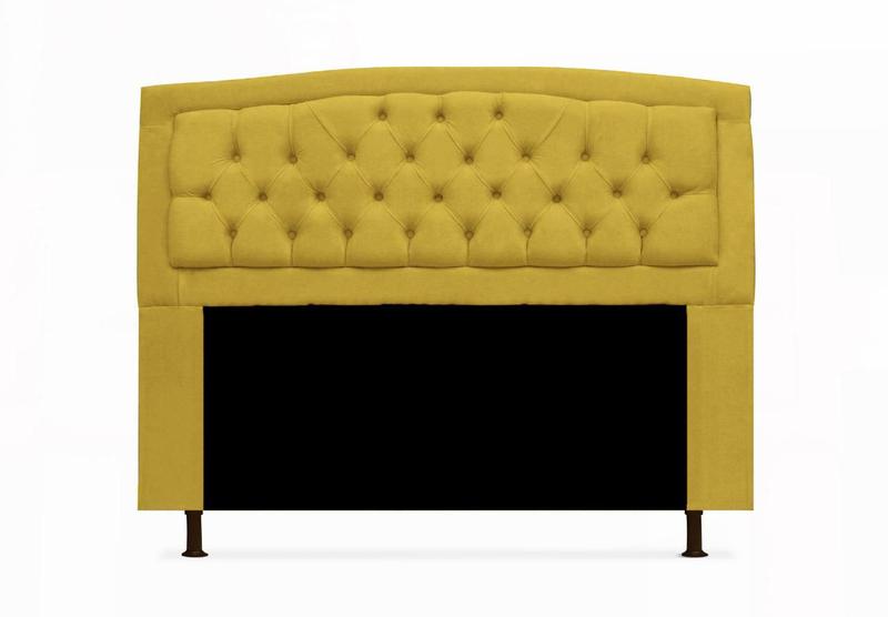 Imagem de Cabeceira Geovana + Calçadeira Fênix Para Quarto Solteiro 90cm Suede Amarelo - LM DECOR