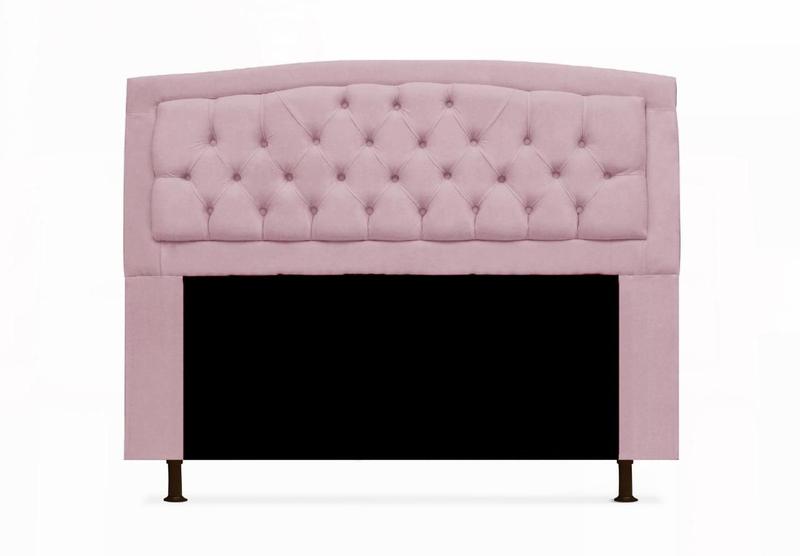 Imagem de Cabeceira Geovana e Calçadeira Veneza Estofada Casal 140cm Suede Rosa Bebe - DL Decor