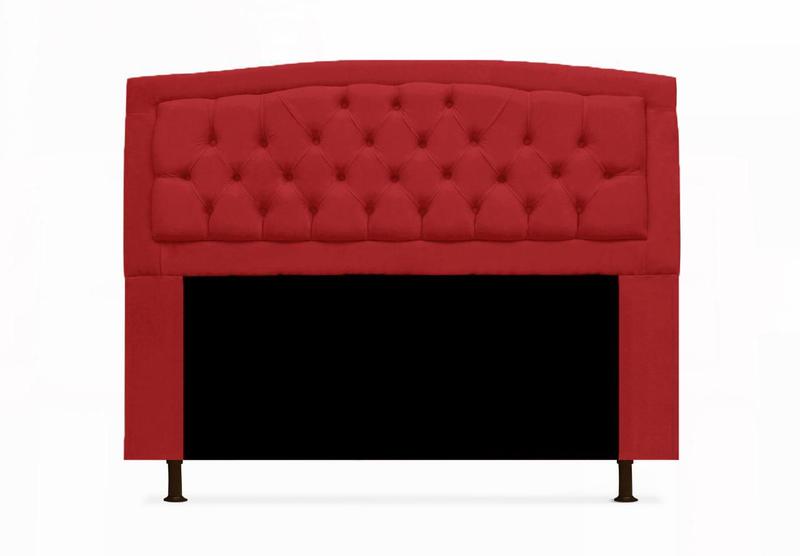 Imagem de Cabeceira Geovana e Calçadeira Veneza Estofada Casal 140cm Suede Vermelho - LM DECOR