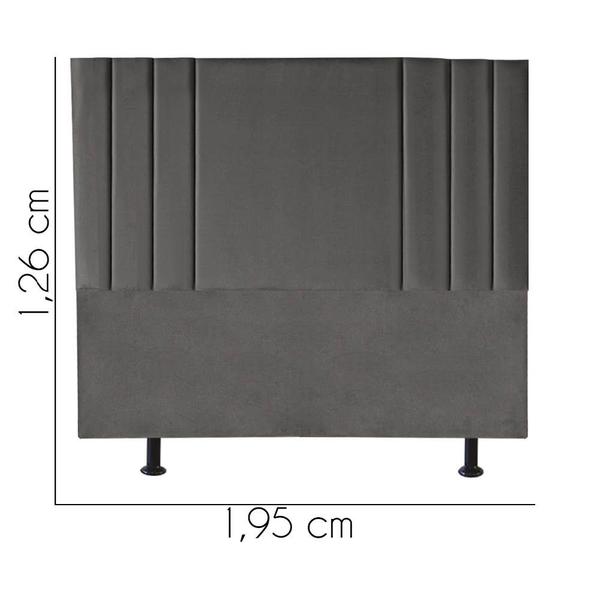 Imagem de Cabeceira Grécia Cama Box Casal 195 cm Suede Cinza Escuro