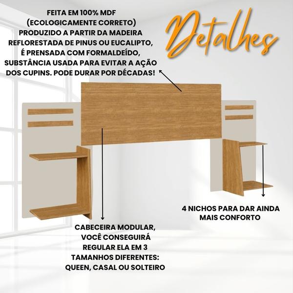 Imagem de Cabeceira Grécia Durável em 100% MDF Camas de 90cm a 160cm Com Nichos - FÊNIX