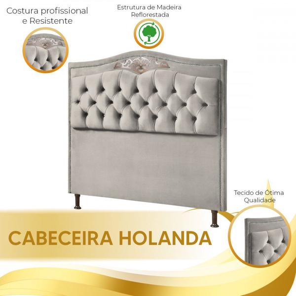 Imagem de Cabeceira Holanda 1,60 para Cama Box Queen -  Veludo