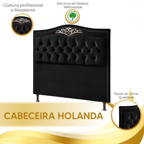 Imagem de Cabeceira Holanda 1,60 para Cama Box Queen -  Veludo