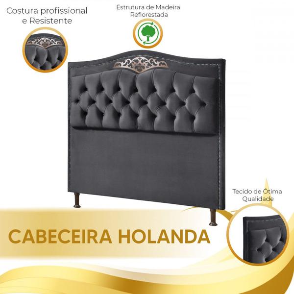 Imagem de Cabeceira Holanda 1,95 M c/ Design Retro King Veludo Speciale Home