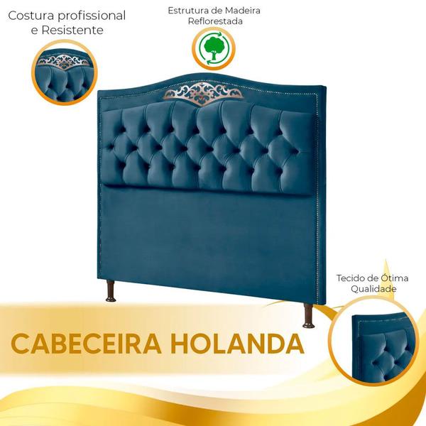 Imagem de Cabeceira Holanda 195cm King Size Estofada Veludo Shop das Cabeceiras