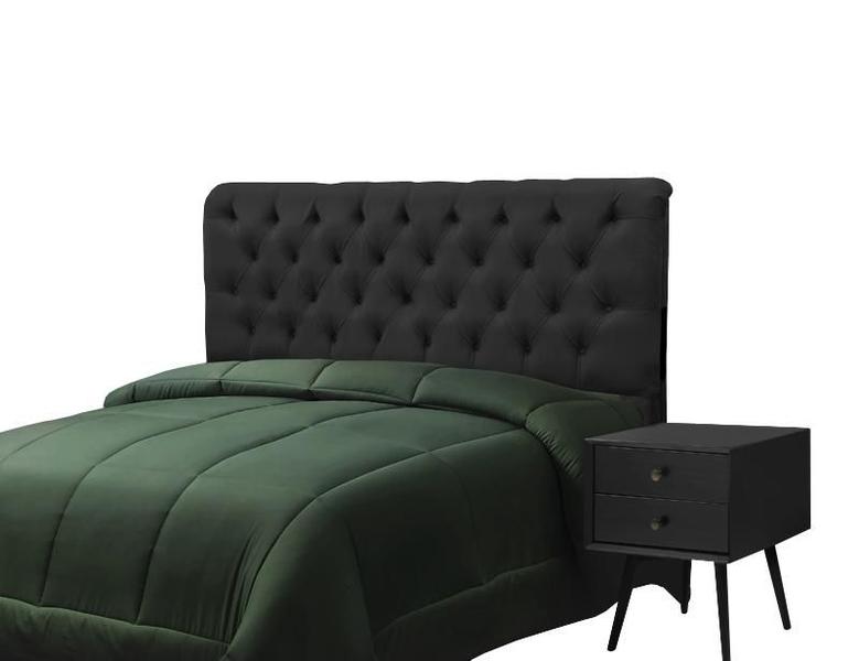 Imagem de Cabeceira Imperatriz 1000 Plus Casal 1400mm Suede Negro - Simbal